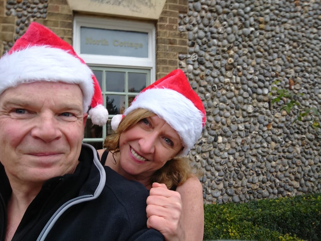 Jerry and Andrea gleeful following the Boxing Day dip!